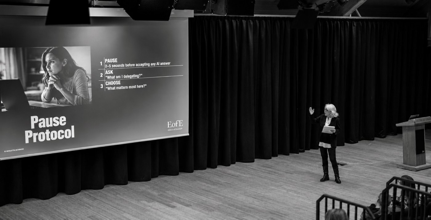 Nicoletta Iacobacci presenting the Pause Protocol at the Collège du Léman, Geneva